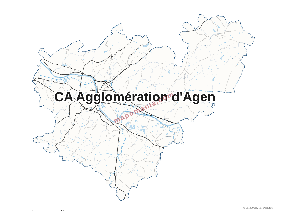 Carte de CA Agglomération d'Agen à personnaliser