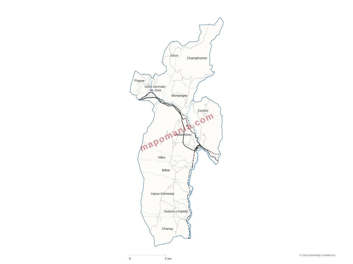 Carte de CC Terre Valserhône (CCTV) à personnaliser