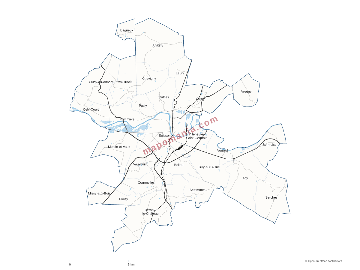 Carte de CA GrandSoissons Agglomération à personnaliser