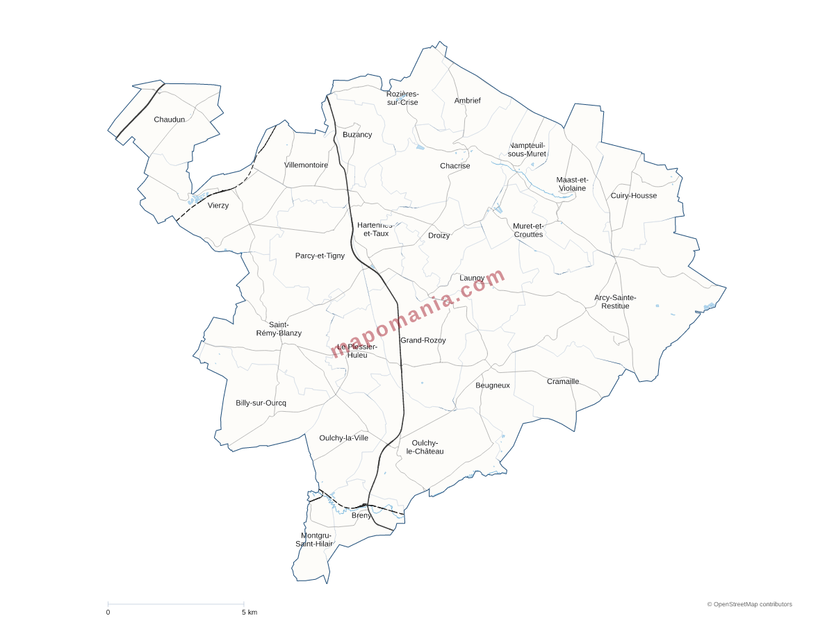 Carte de CC du Canton d'Oulchy-le-Château à personnaliser
