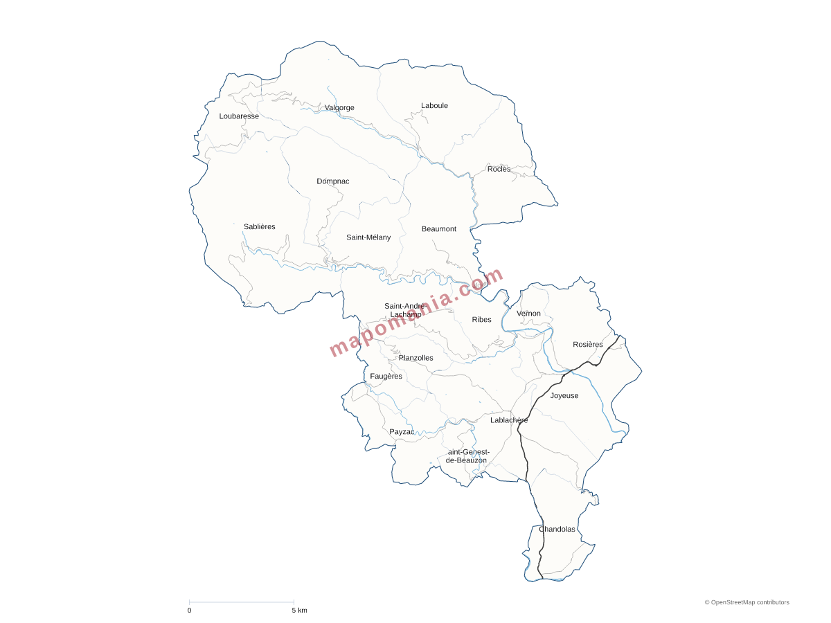 Carte de CC du Pays Beaume-Drobie à personnaliser