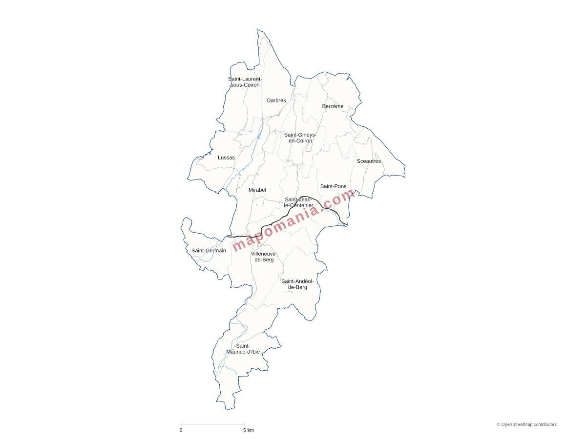 Carte de CC Berg et Coiron à personnaliser