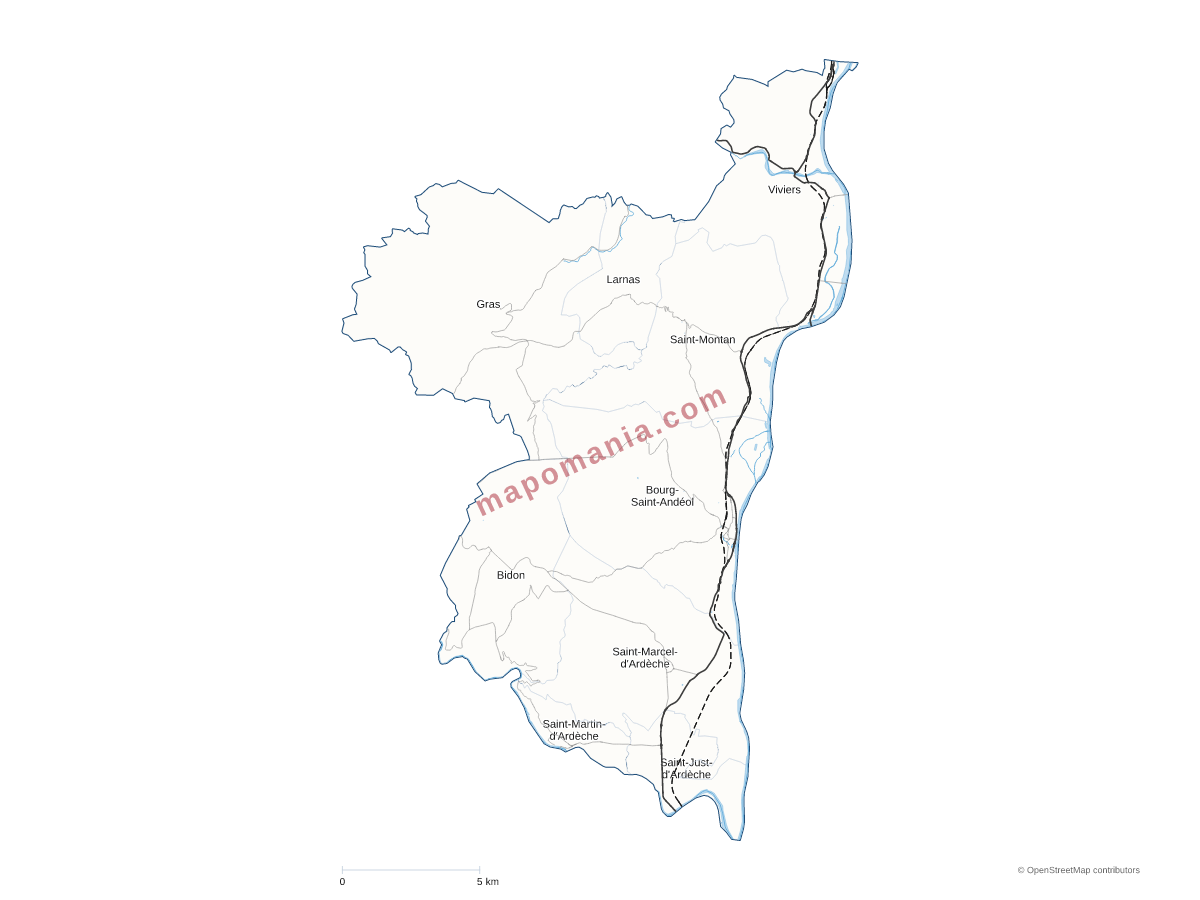 Carte de CC du Rhône aux Gorges de l'Ardèche à personnaliser