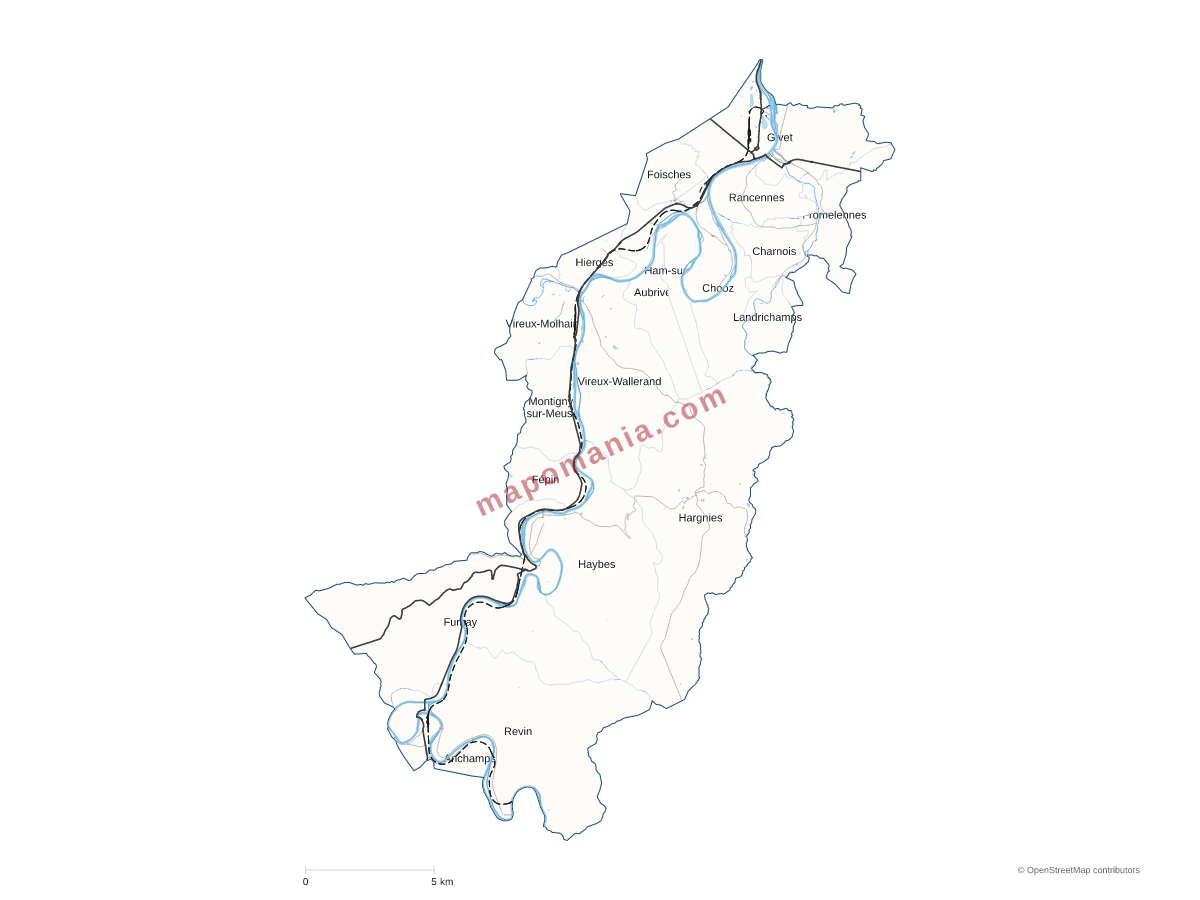 Carte de CC Ardenne, Rives de Meuse à personnaliser