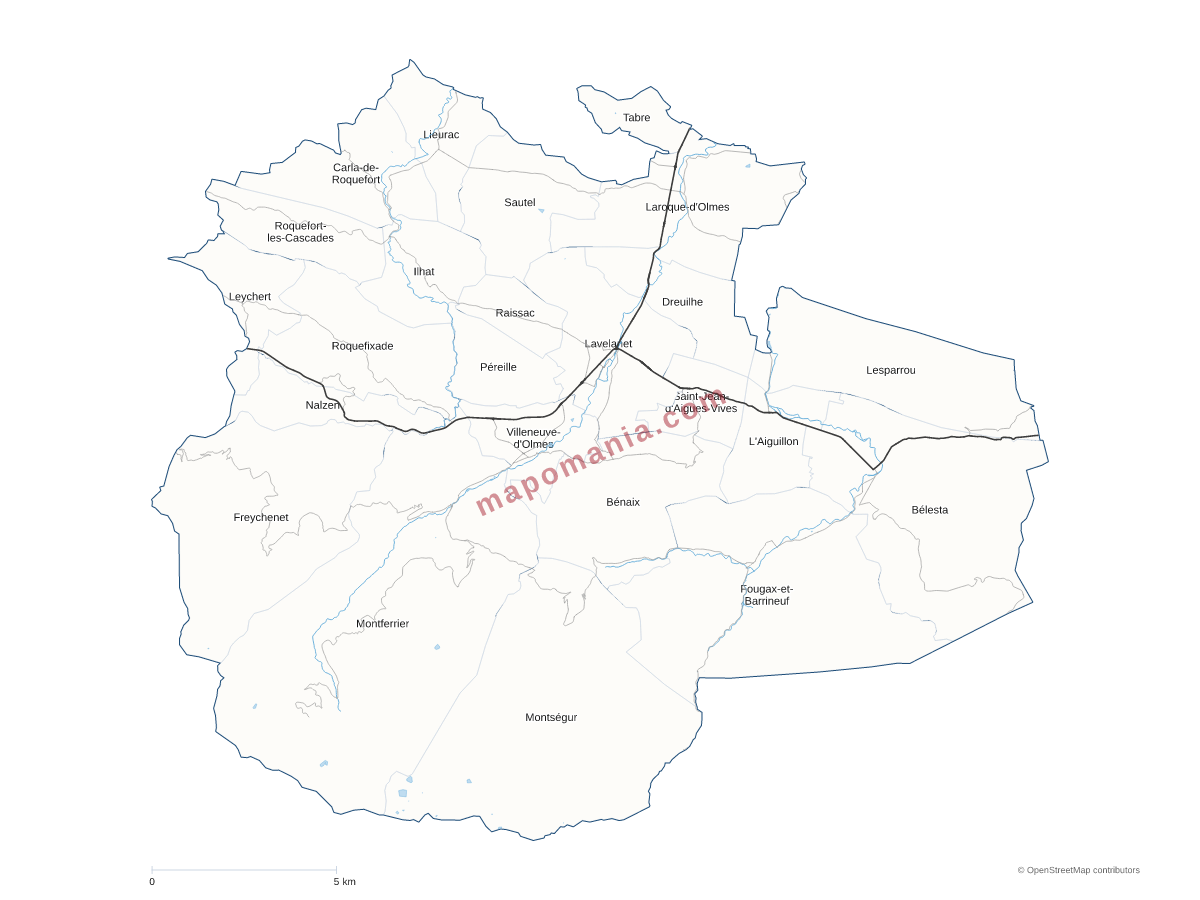 Carte de CC du Pays d'Olmes à personnaliser