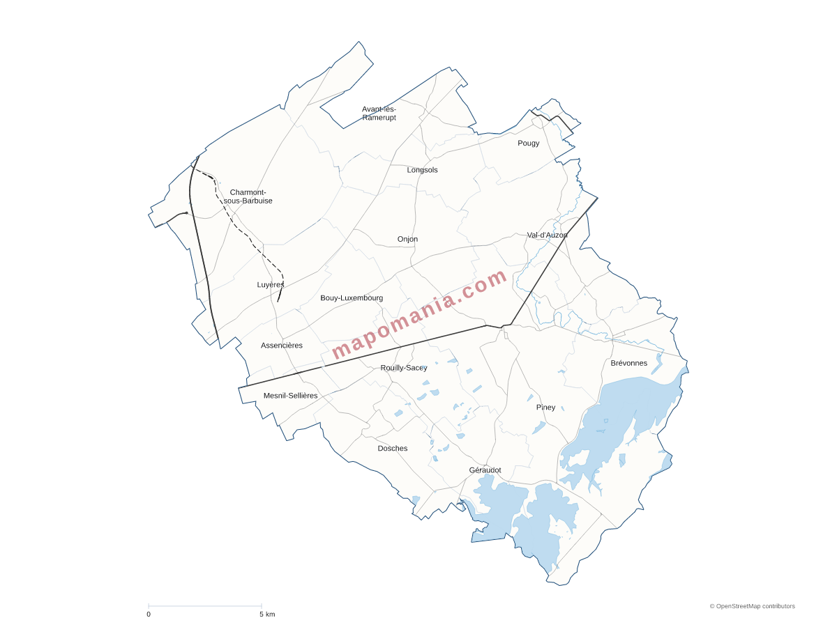 Carte de CC Forêts, Lacs, Terres en Champagne à personnaliser