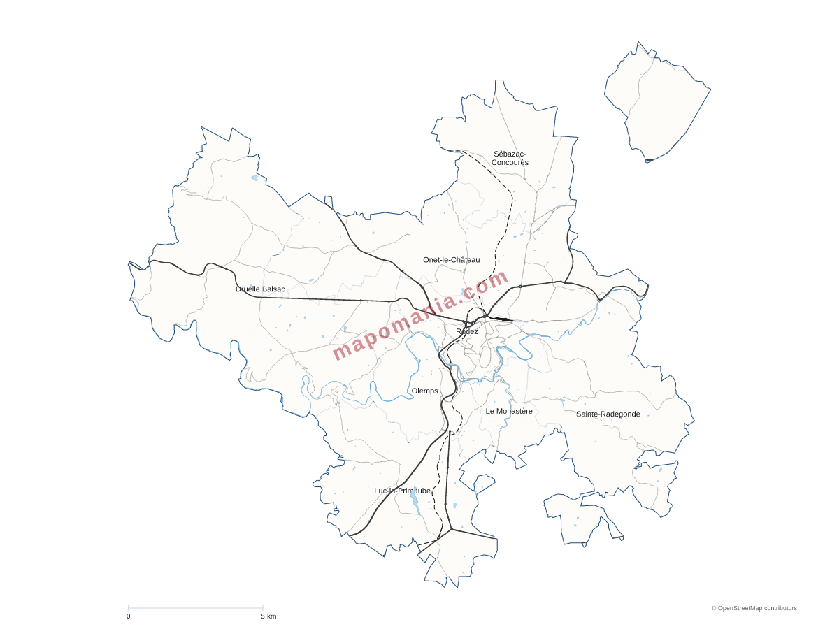 Carte de CA Rodez Agglomération à personnaliser