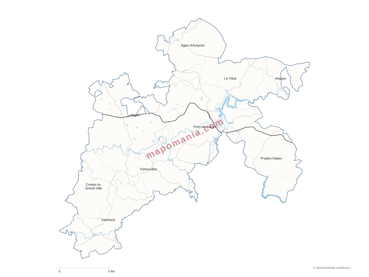 Carte de CC du Pays de Salars à personnaliser