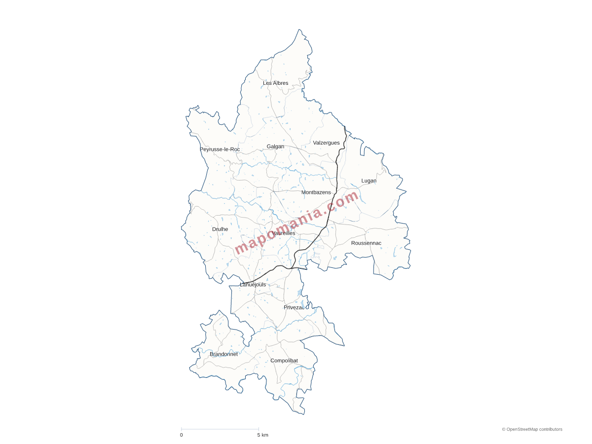 Carte de CC du Plateau de Montbazens à personnaliser