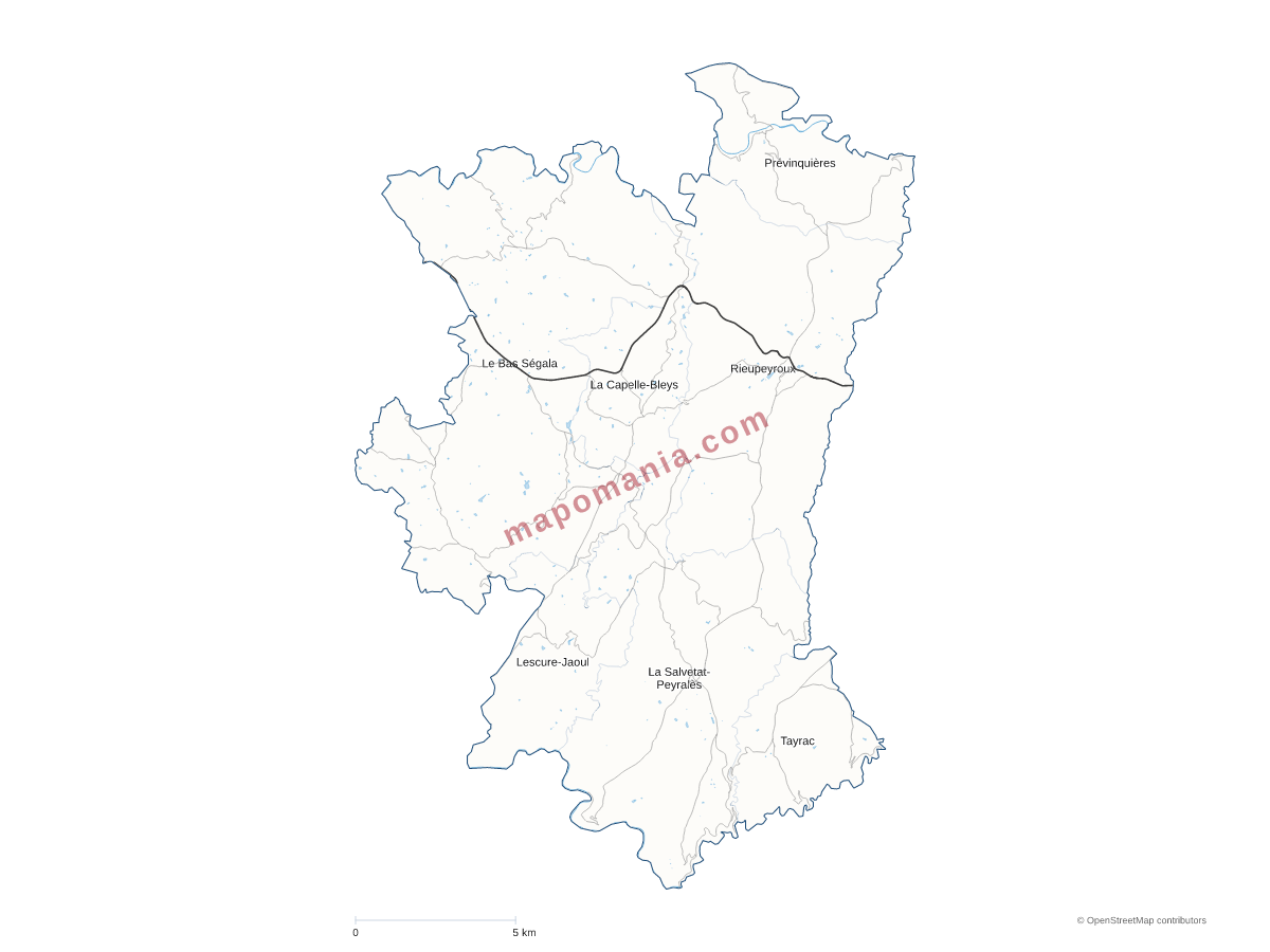 Carte de CC Aveyron Bas Ségala Viaur à personnaliser