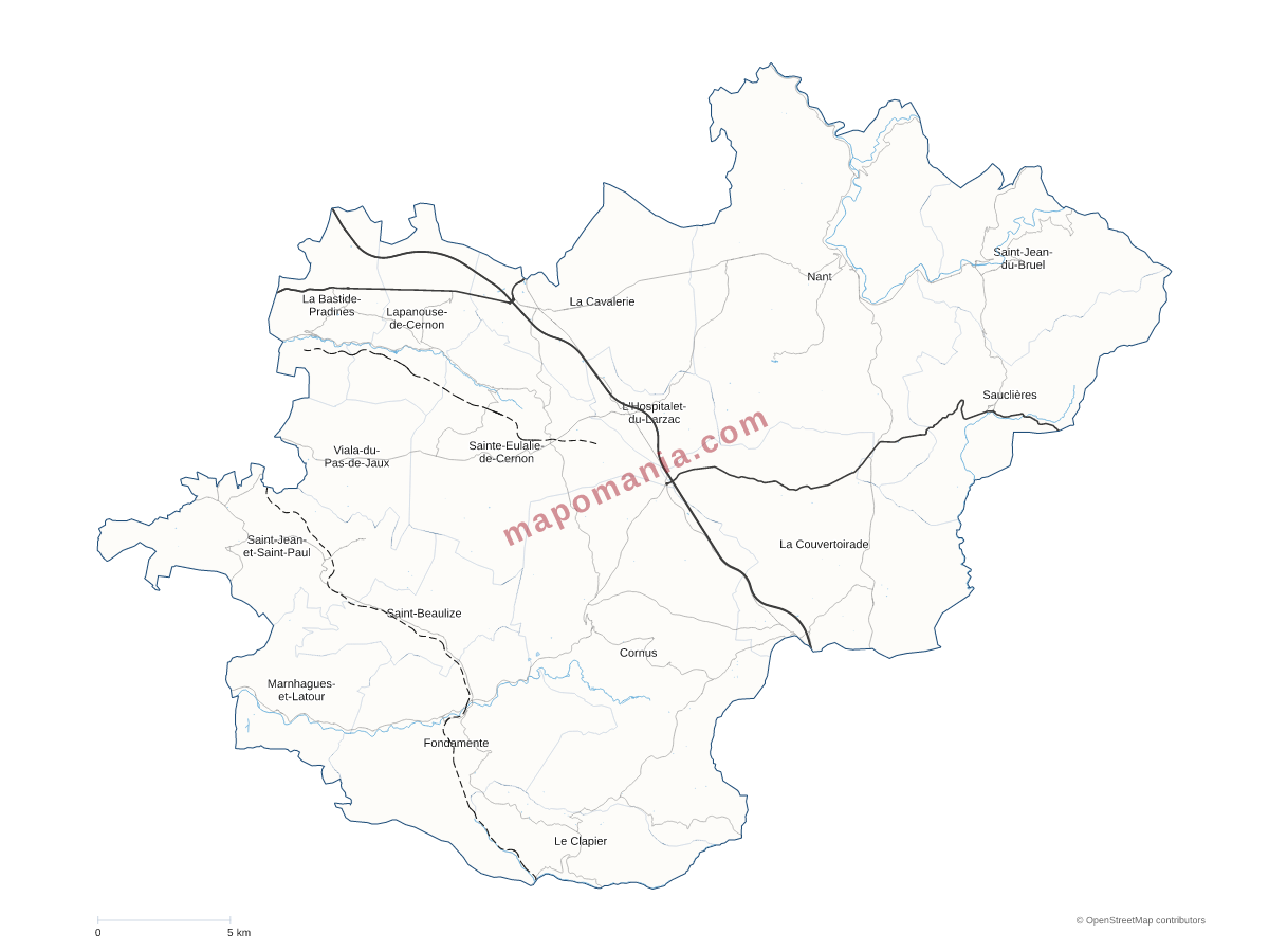 Carte de CC Larzac et Vallées à personnaliser
