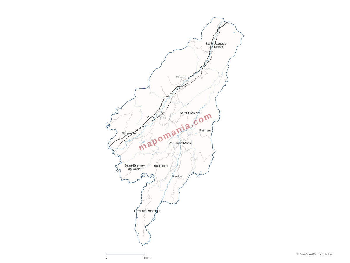 Carte de CC Cère et Goul en Carladès à personnaliser