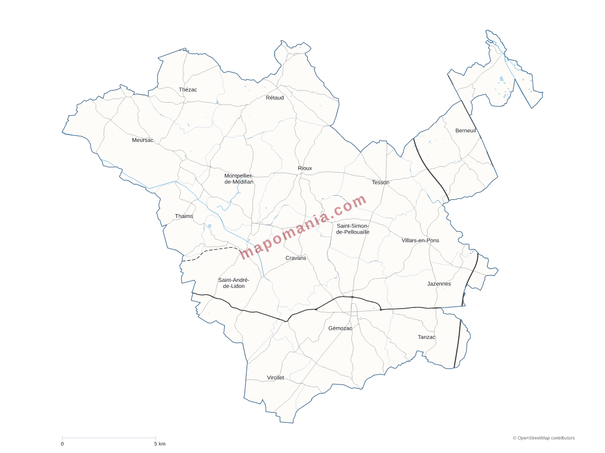 Carte de CC de Gémozac et de la Saintonge Viticole à personnaliser