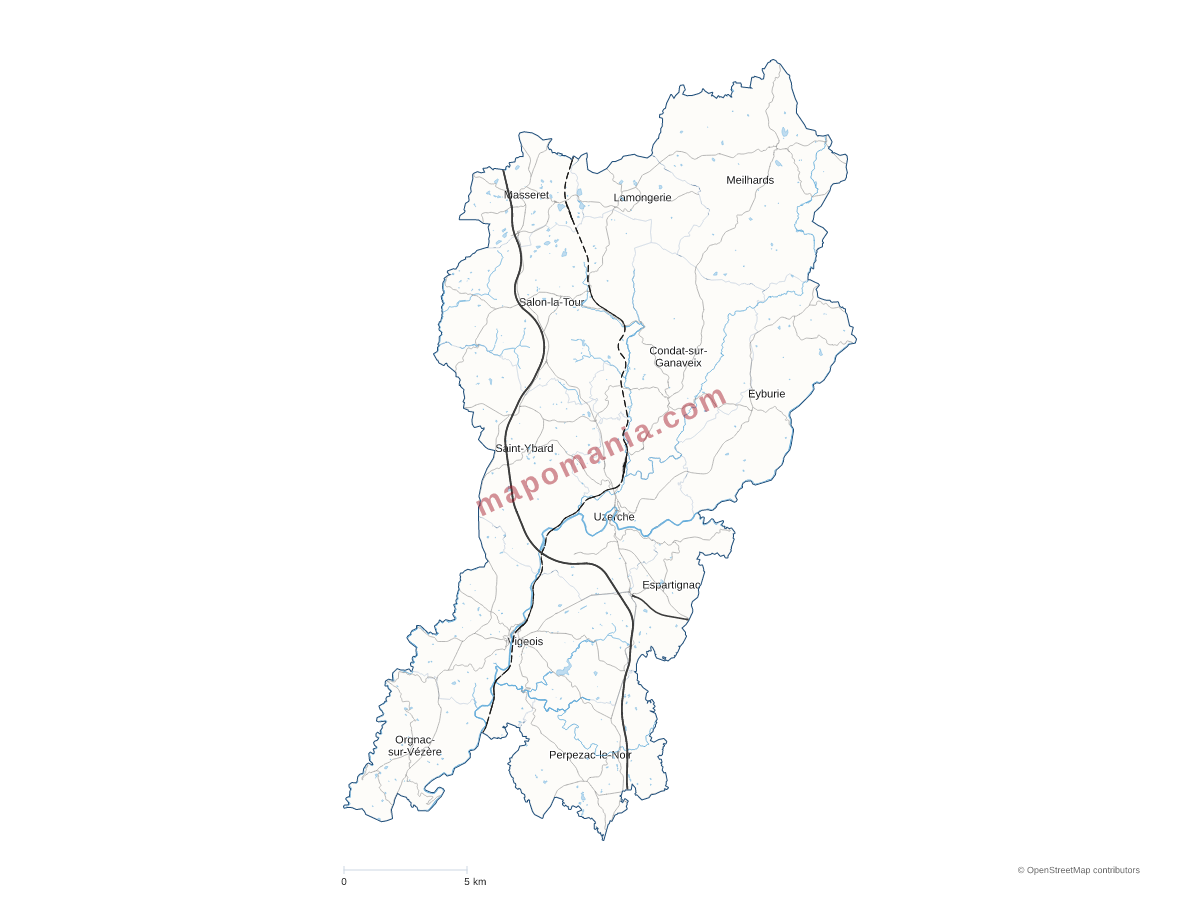 Carte de CC du Pays d'Uzerche à personnaliser