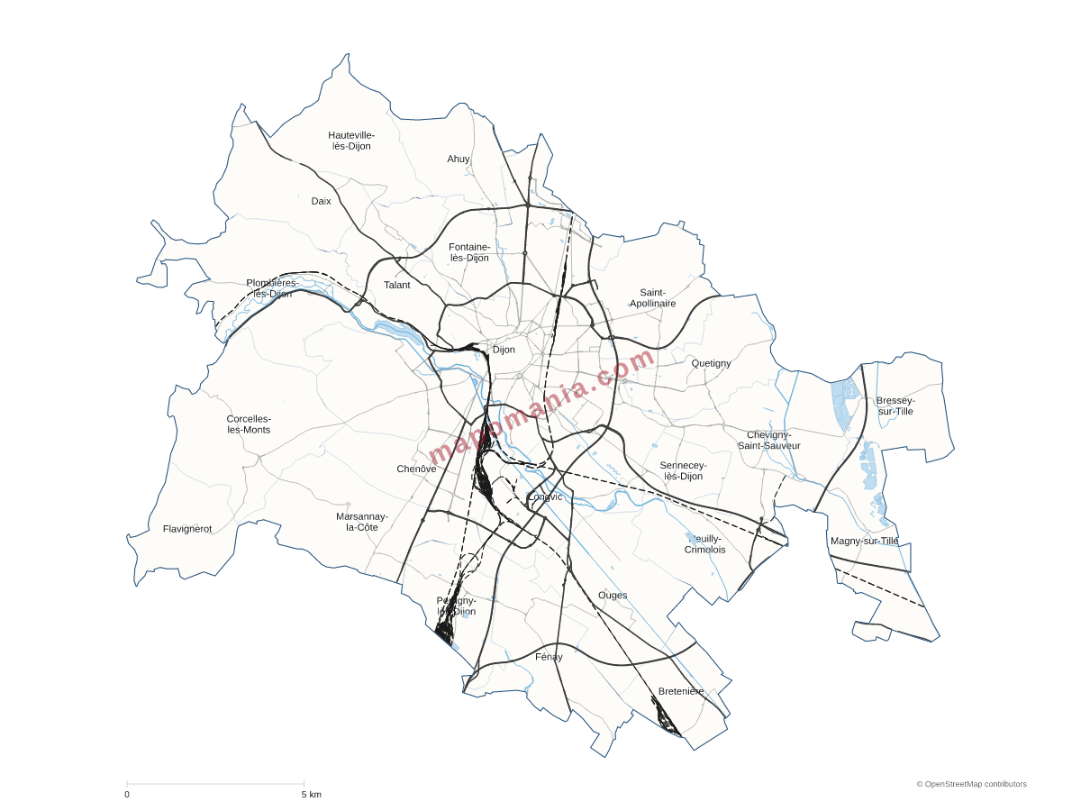 Carte de Dijon Métropole à personnaliser