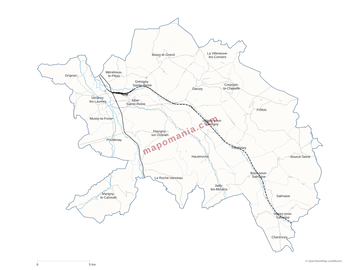 Carte de CC du Pays d'Alésia et de la Seine à personnaliser