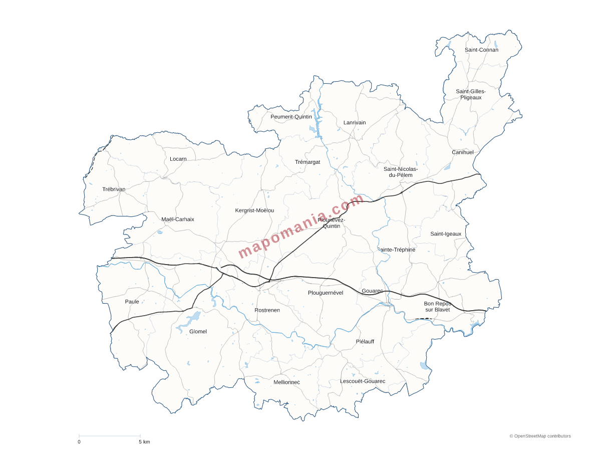 Carte de CC du Kreiz-Breizh (CCKB) à personnaliser