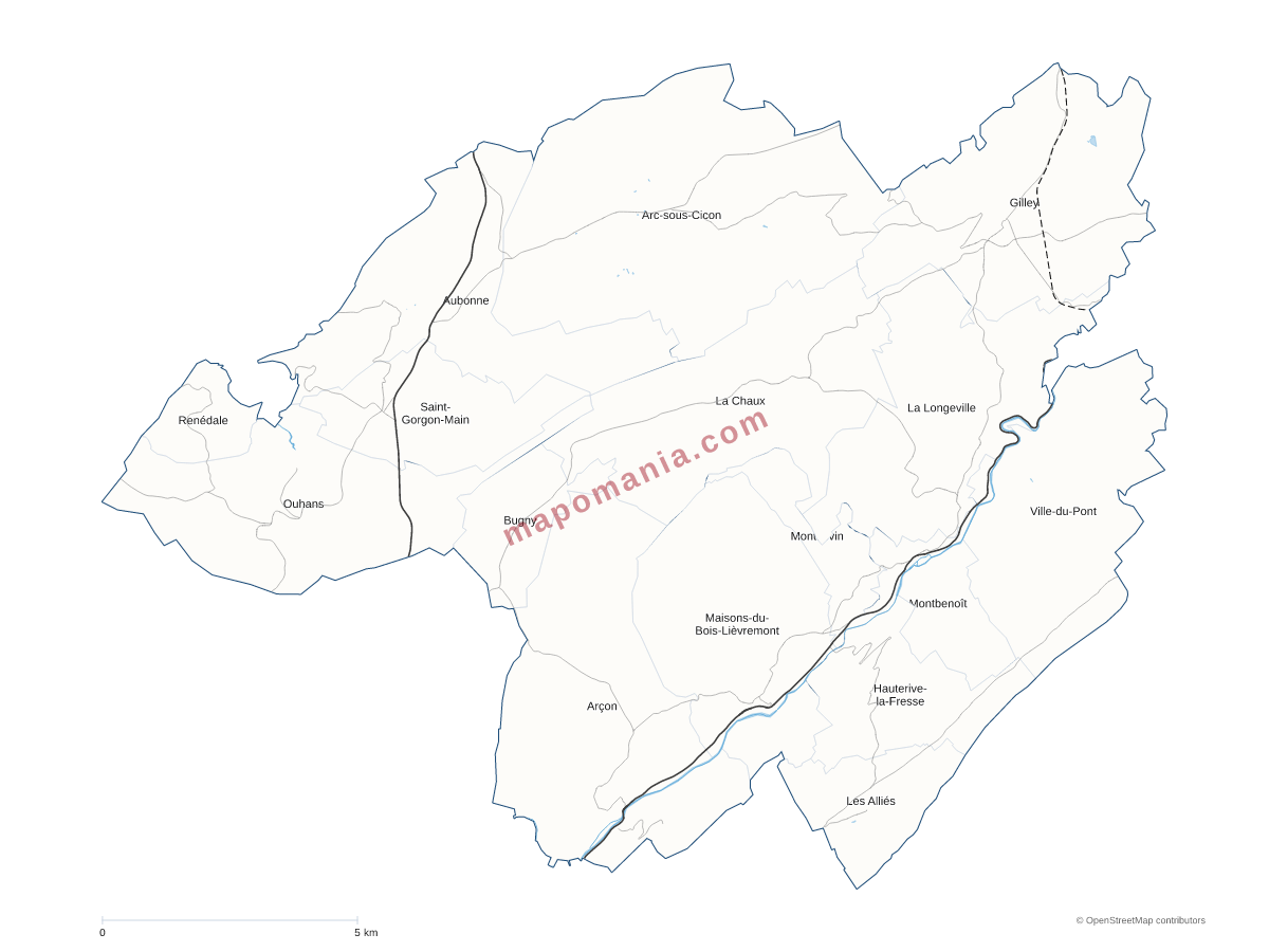 Carte de CC Entre Doubs et Loue à personnaliser