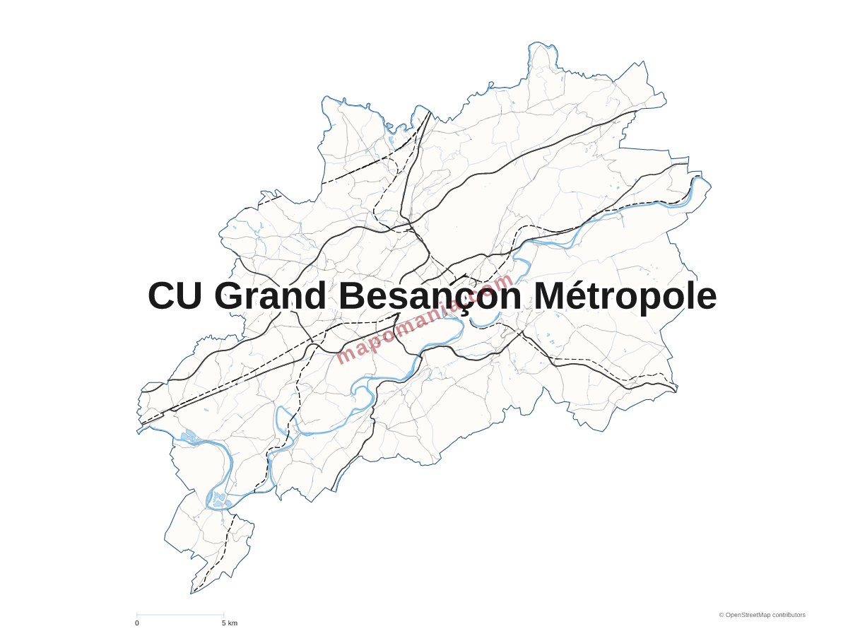 Carte de CU Grand Besançon Métropole à personnaliser