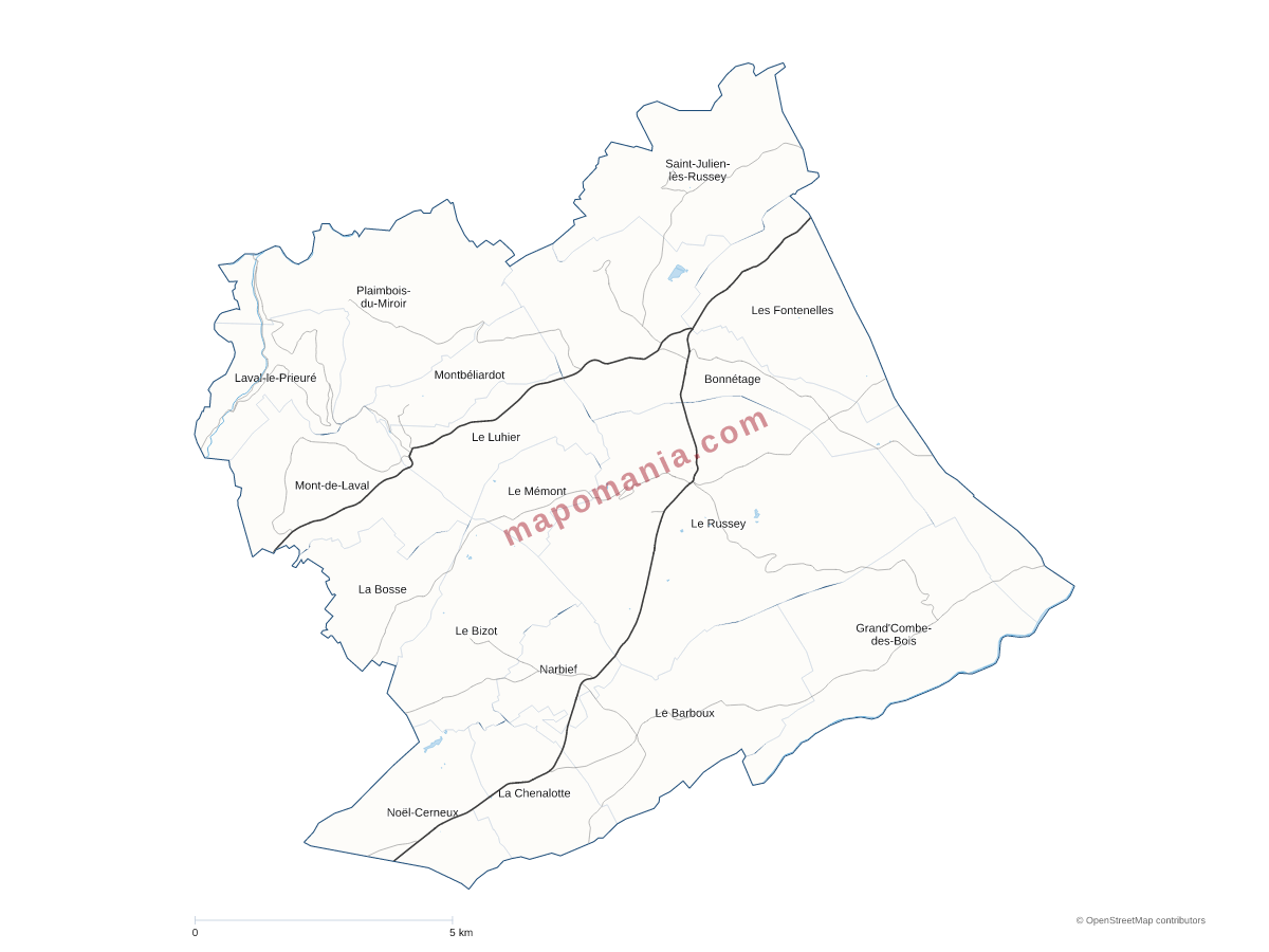 Carte de CC du Plateau de Russey à personnaliser