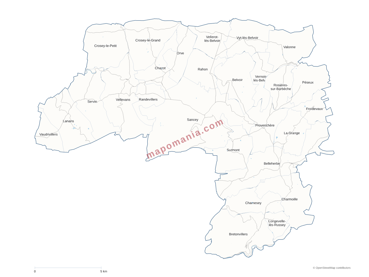 Carte de CC du Pays de Sancey-Belleherbe à personnaliser