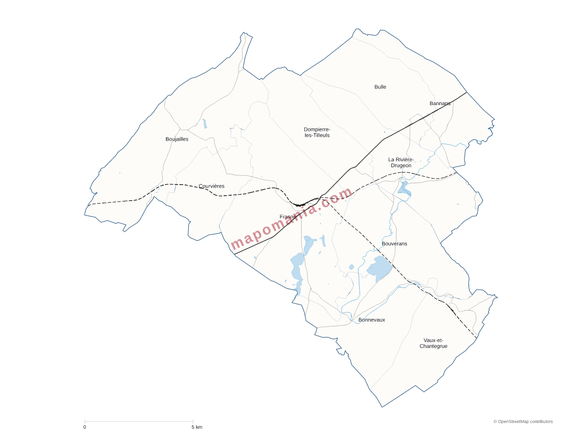 Carte de CC du Plateau de Frasne et du Val de Drugeon à personnaliser