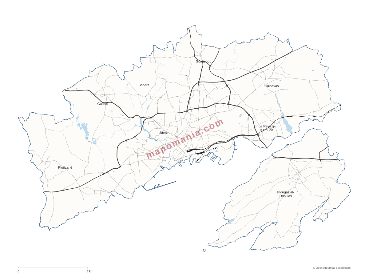 Carte de Brest Métropole à personnaliser