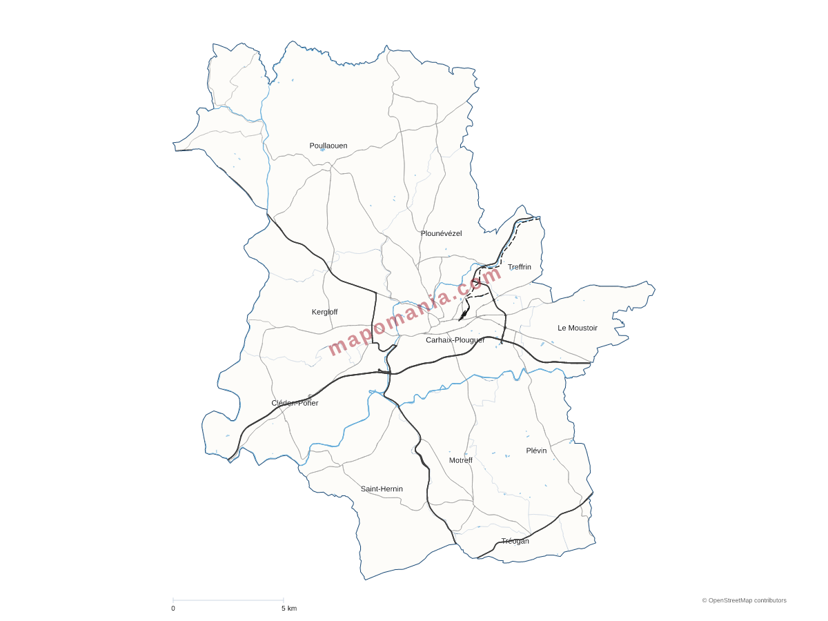Carte de CC Poher Communauté à personnaliser