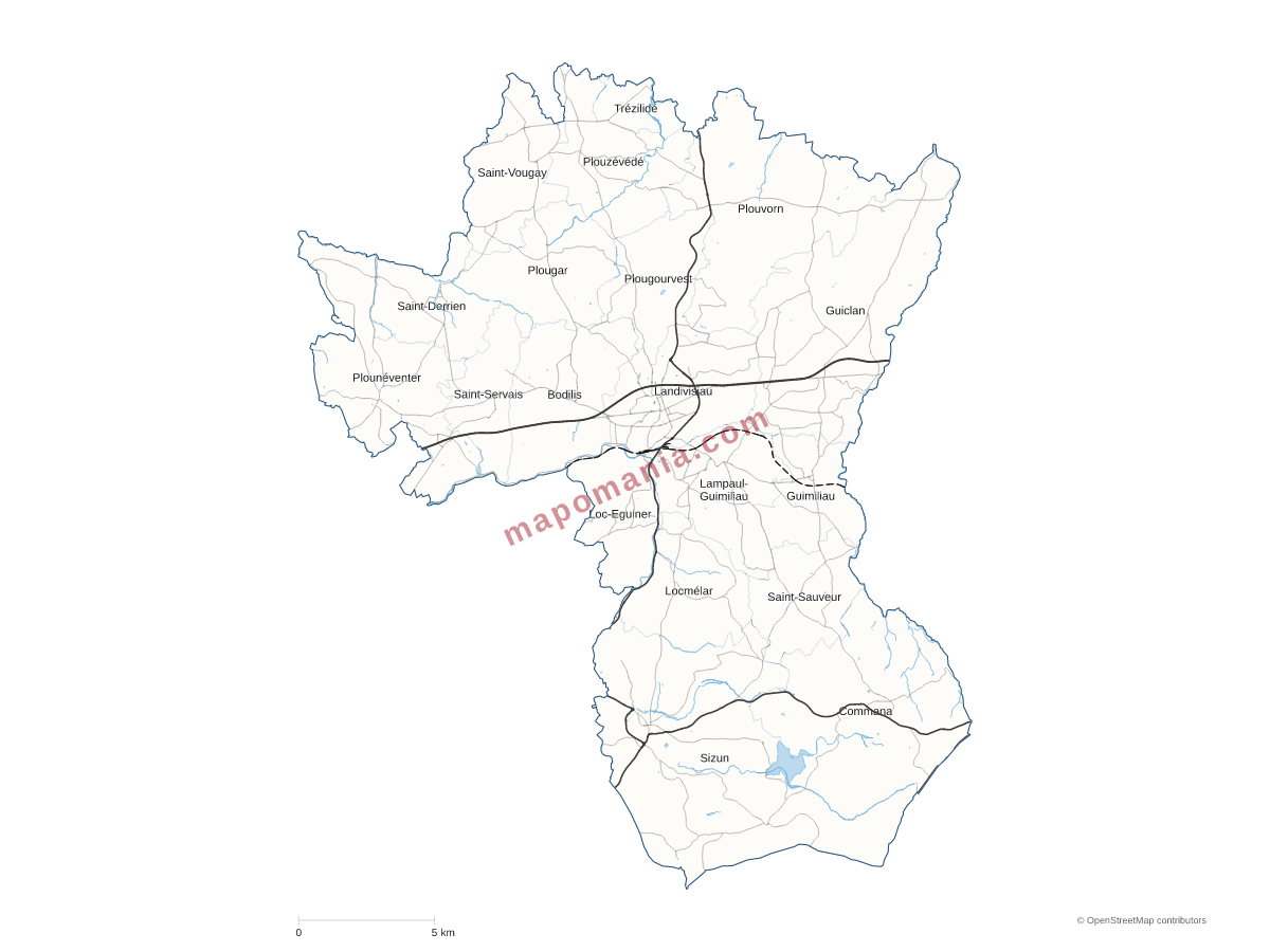 Carte de CC du Pays de Landivisiau à personnaliser