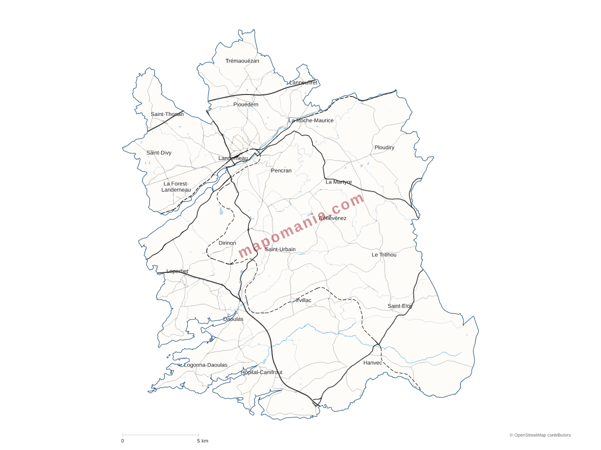 Carte de CA du Pays de Landerneau-Daoulas à personnaliser