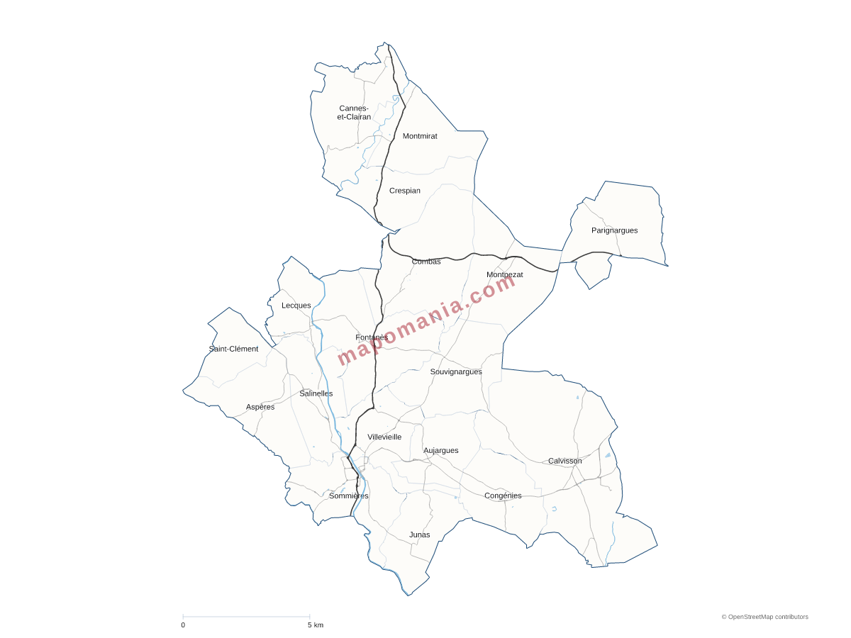 Carte de CC du Pays de Sommières à personnaliser