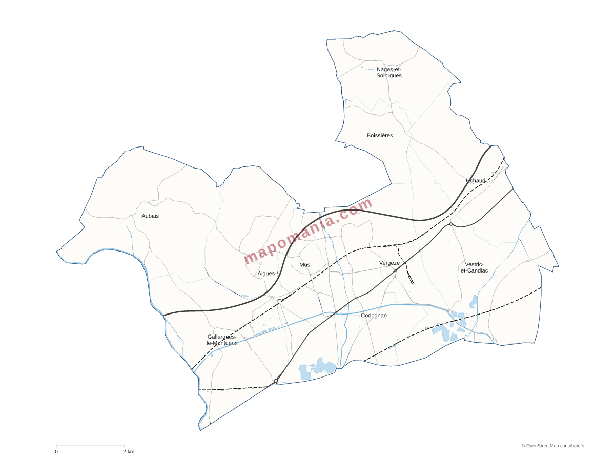 Carte de CC Rhony, Vistre, Vidourle à personnaliser