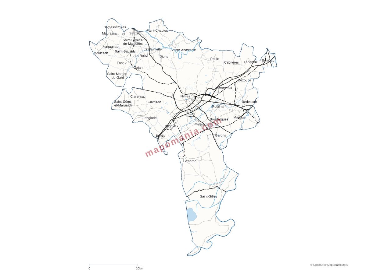 Carte de CA de Nîmes Métropole à personnaliser