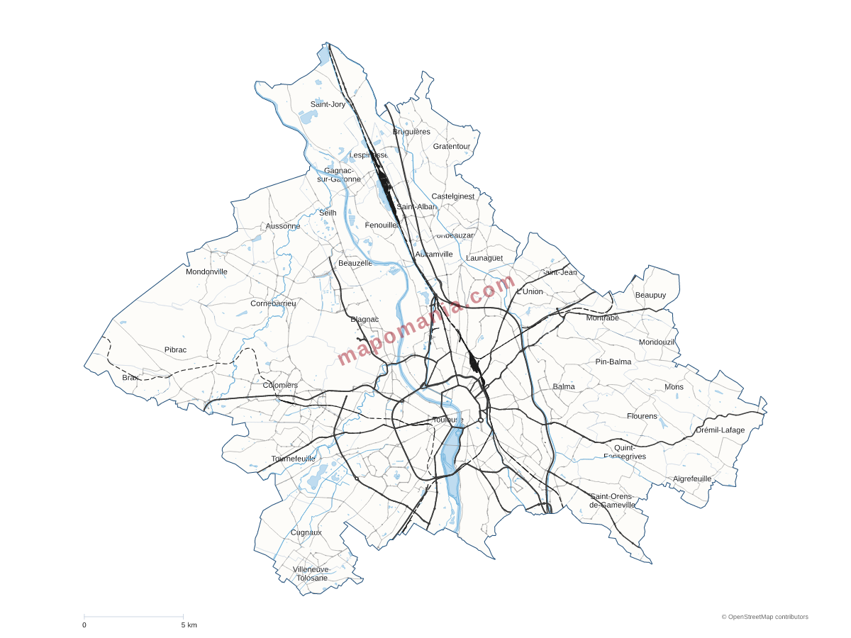Carte de Toulouse Métropole à personnaliser