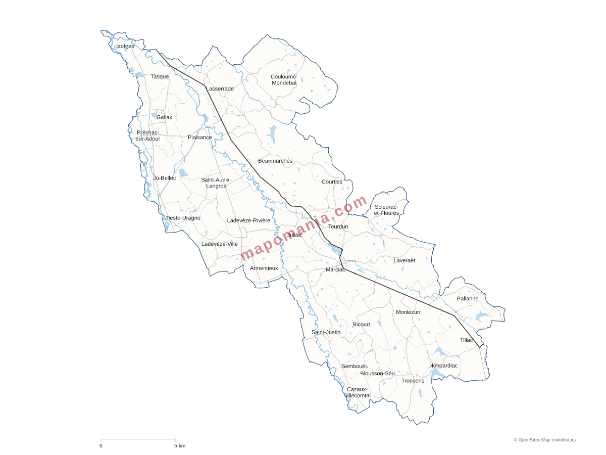 Carte de CC Bastides et Vallons du Gers à personnaliser
