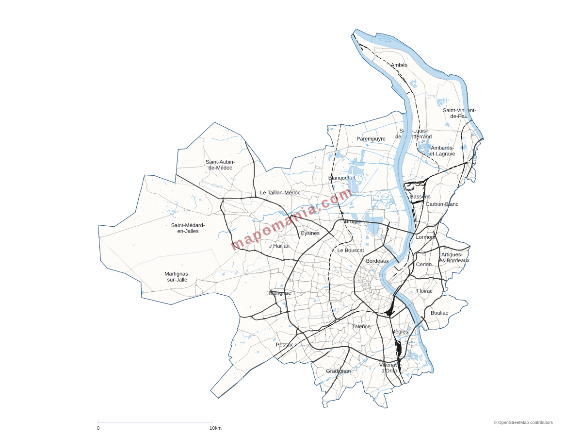 Carte de Bordeaux Métropole à personnaliser