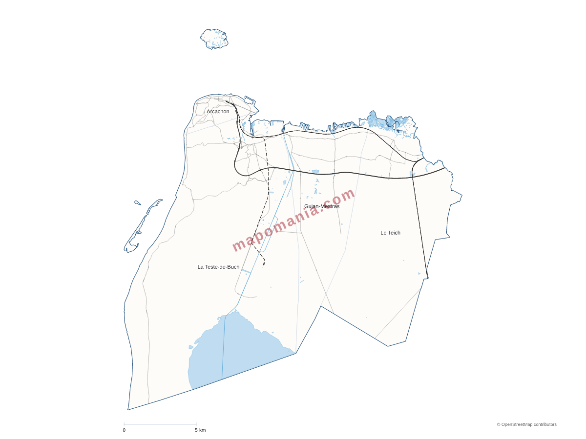 Carte de CA Bassin d'Arcachon Sud (COBAS) à personnaliser