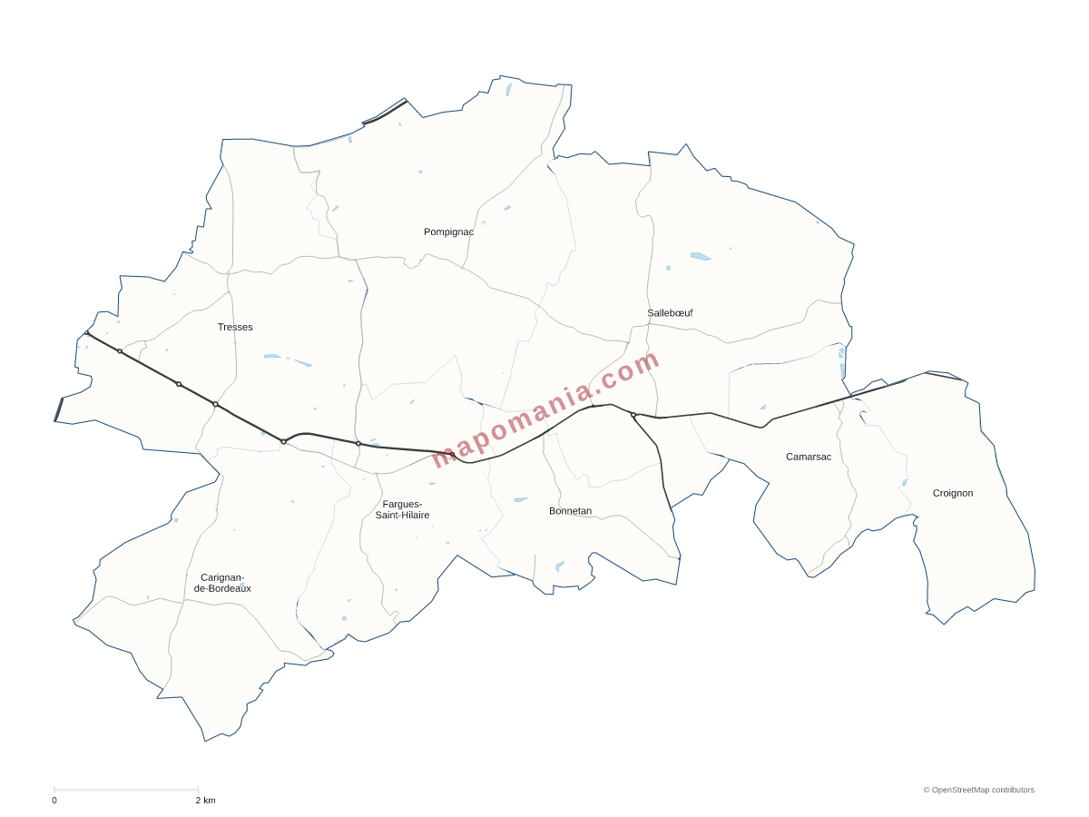 Carte de CC les Coteaux Bordelais à personnaliser