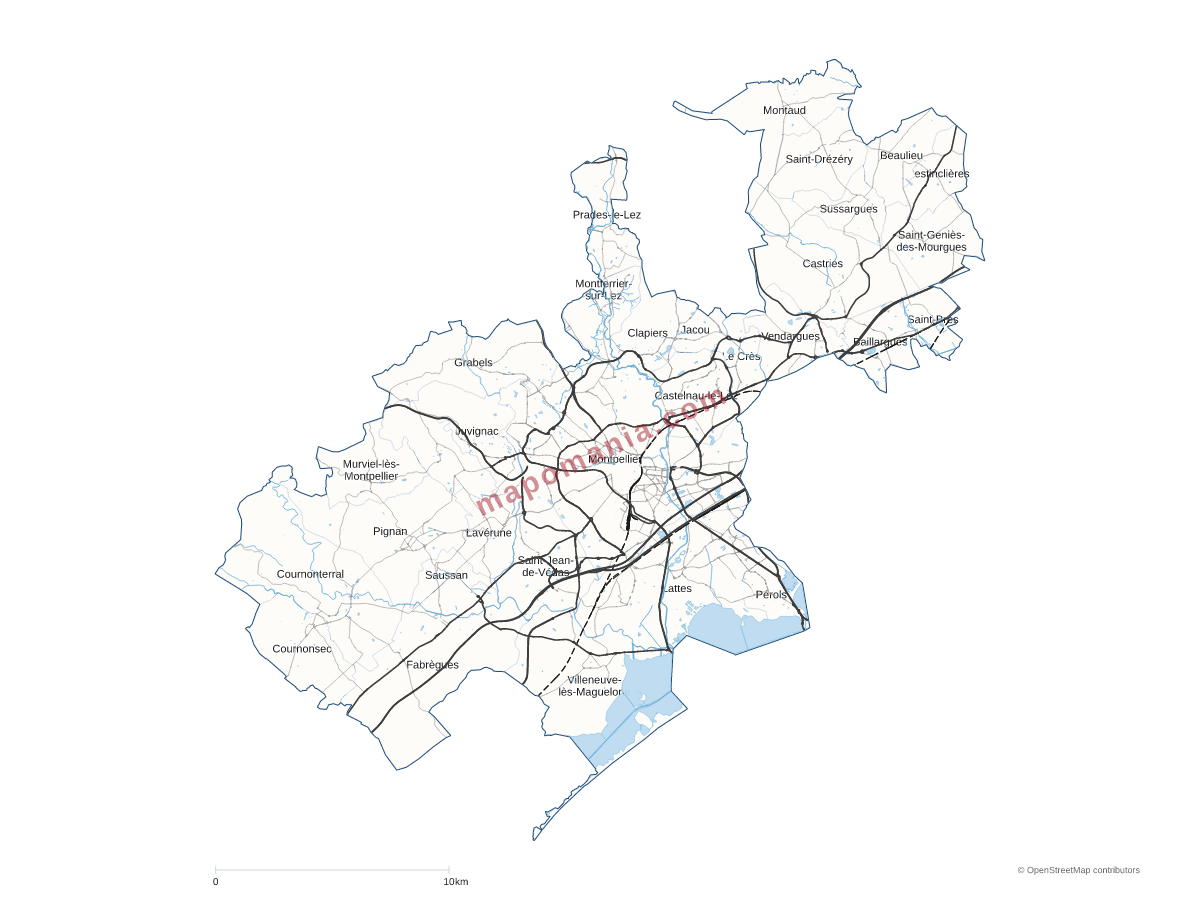 Carte de Montpellier Méditerranée Métropole à personnaliser
