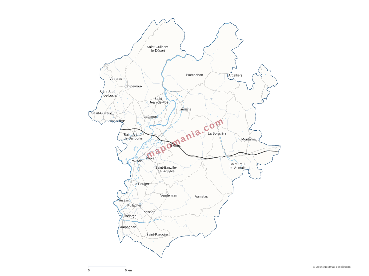 Carte de CC Vallée de l'Hérault à personnaliser