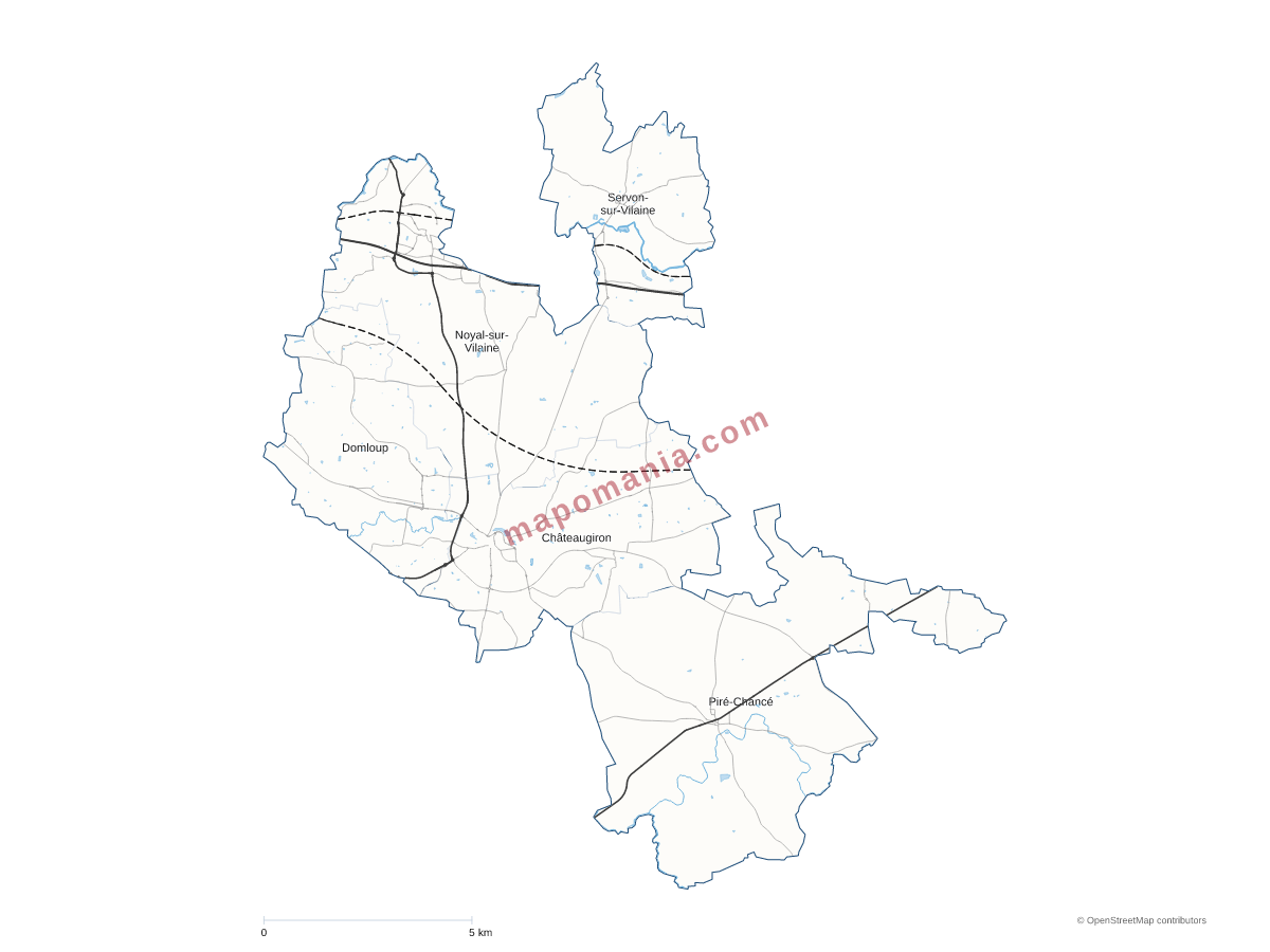 Carte de CC Pays de Châteaugiron Communauté à personnaliser