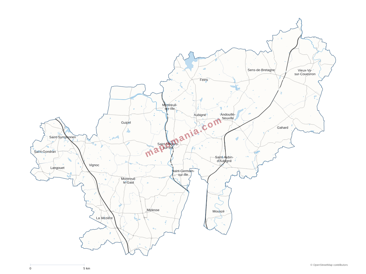 Carte de CC Val d'Ille-Aubigné à personnaliser