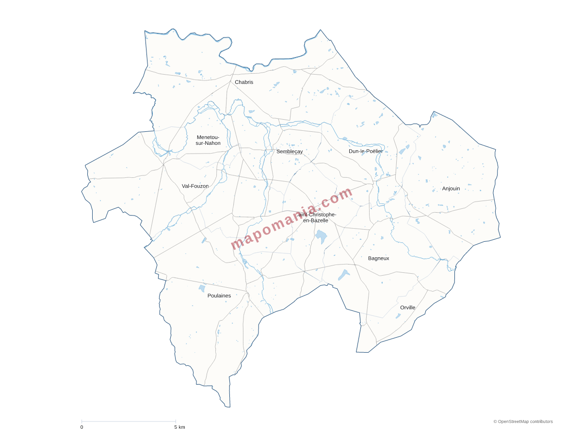 Carte de CC Chabris - Pays de Bazelle à personnaliser