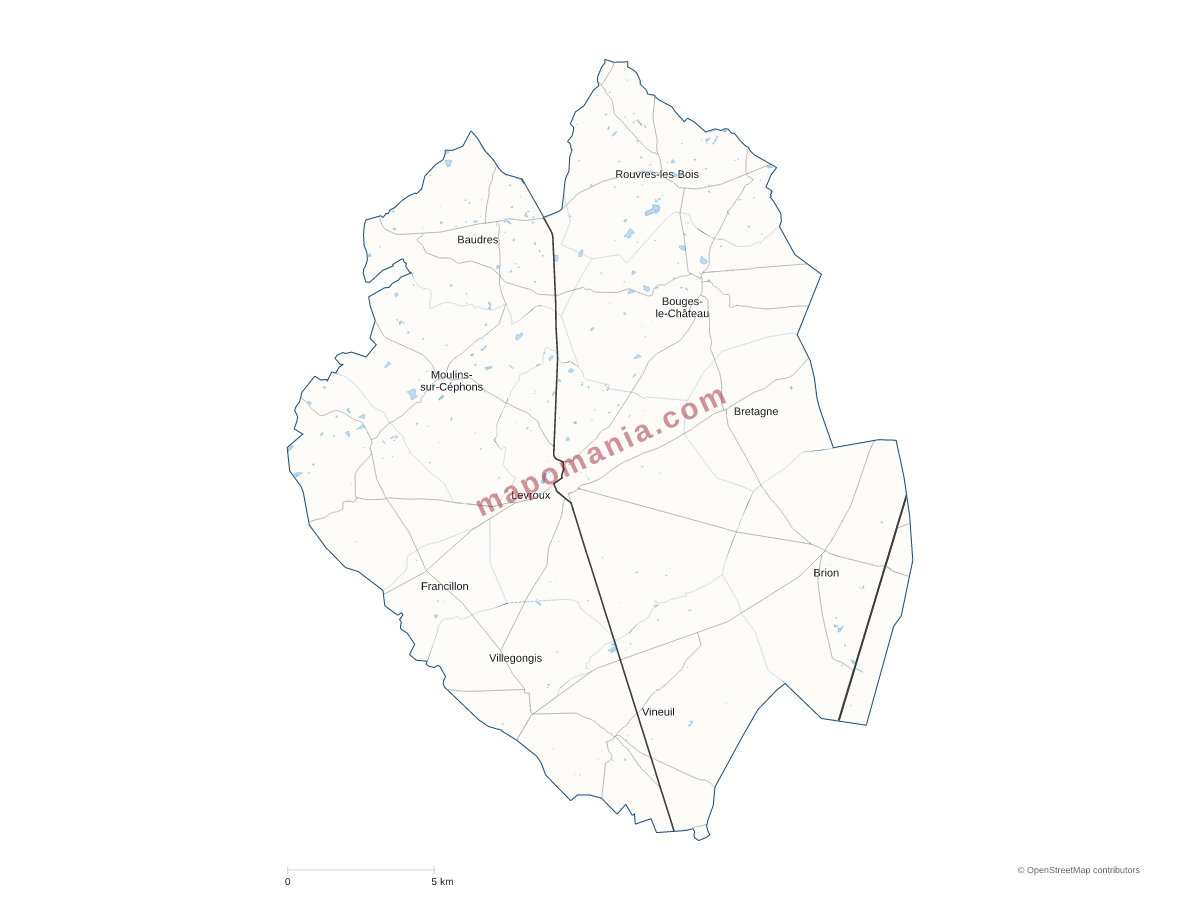 Carte de CC Levroux Boischaut Champagne à personnaliser