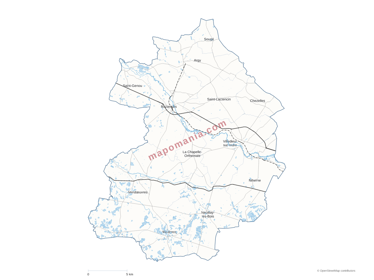 Carte de CC Val de l'Indre - Brenne à personnaliser