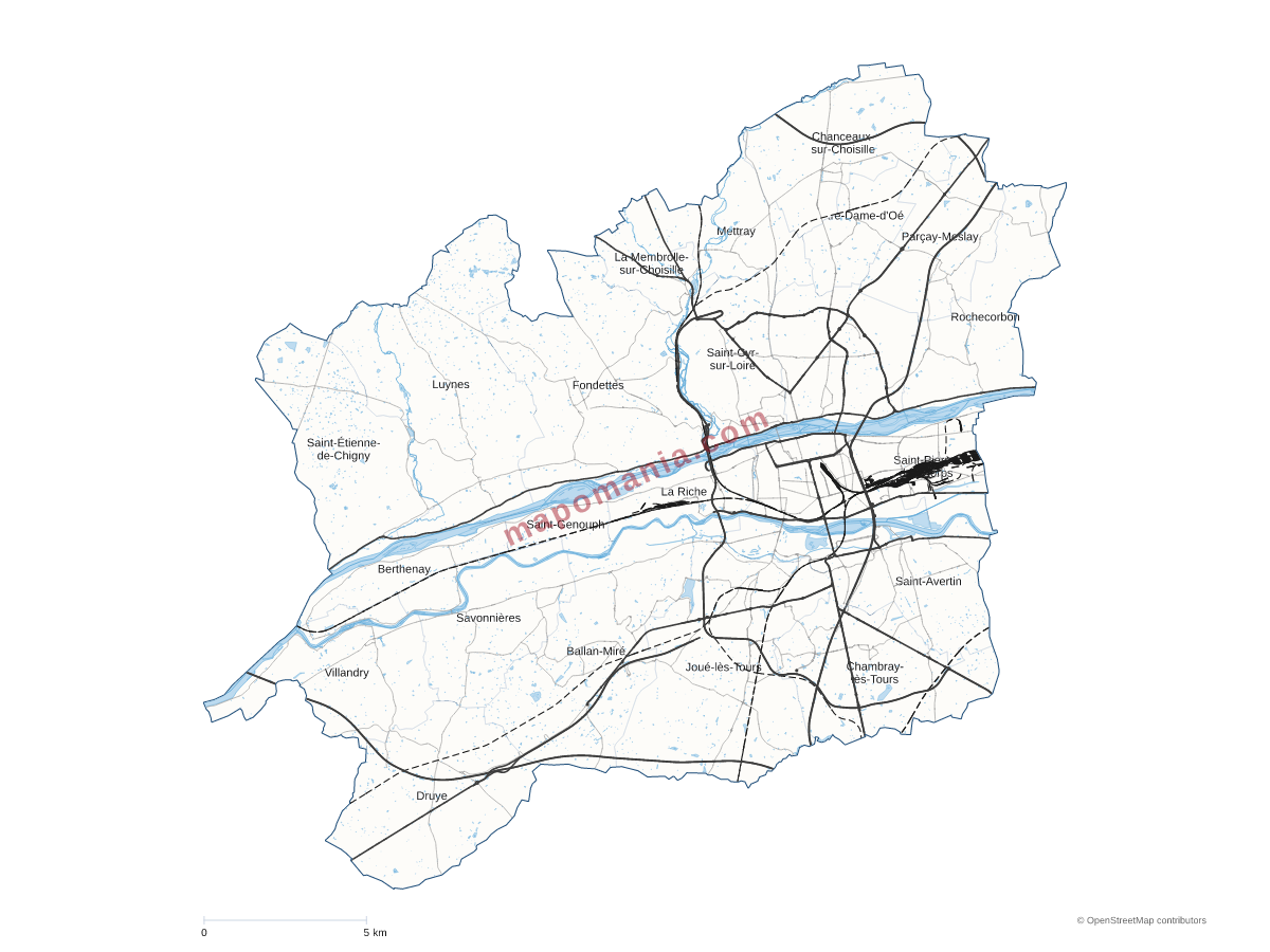 Carte de Tours Métropole Val de Loire à personnaliser