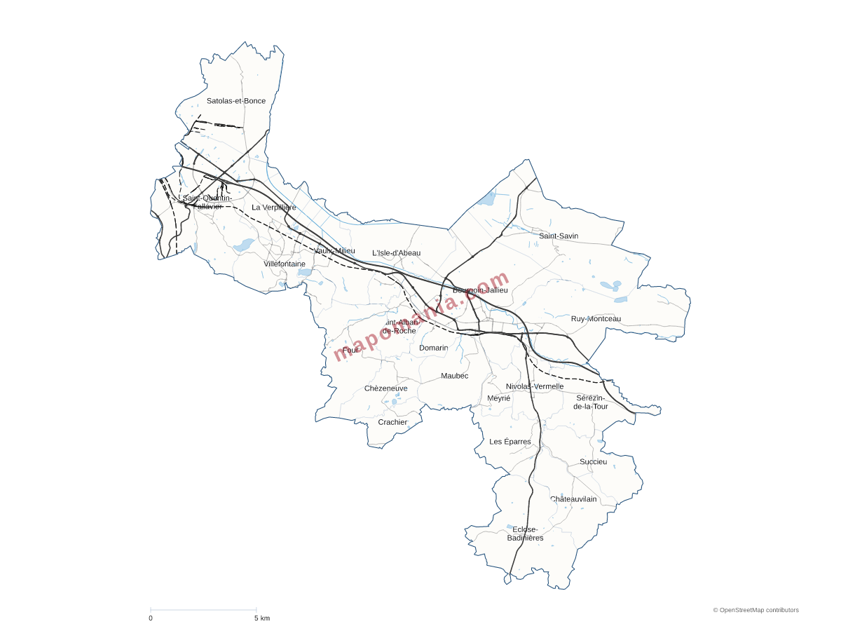 Carte de CA Porte de l'Isère (CAPI) à personnaliser