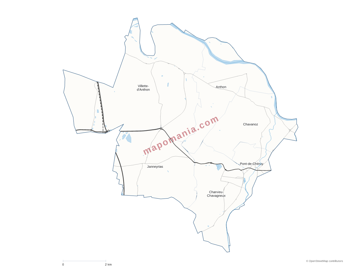 Carte de CC Lyon-Saint-Exupéry en Dauphiné à personnaliser