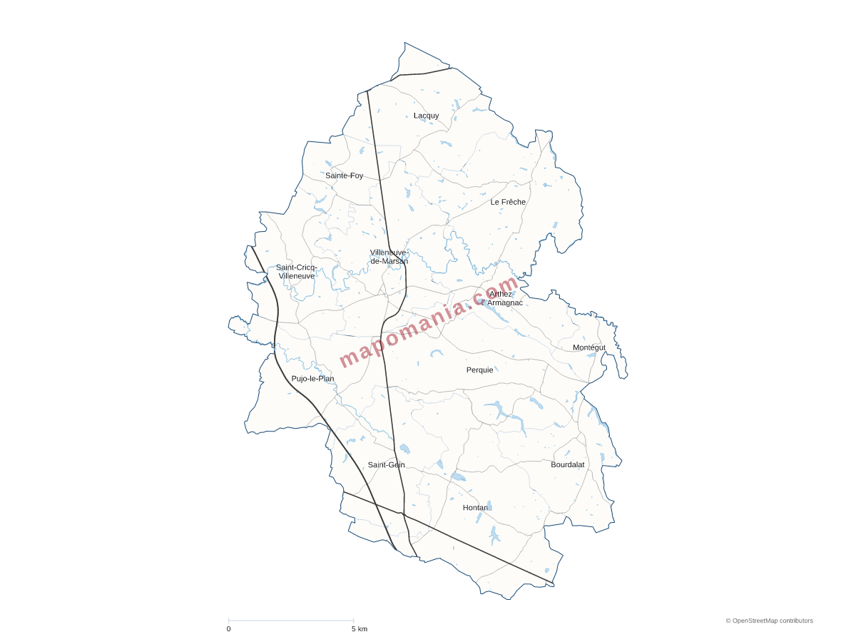 Carte de CC du Pays de Villeneuve en Armagnac Landais à personnaliser