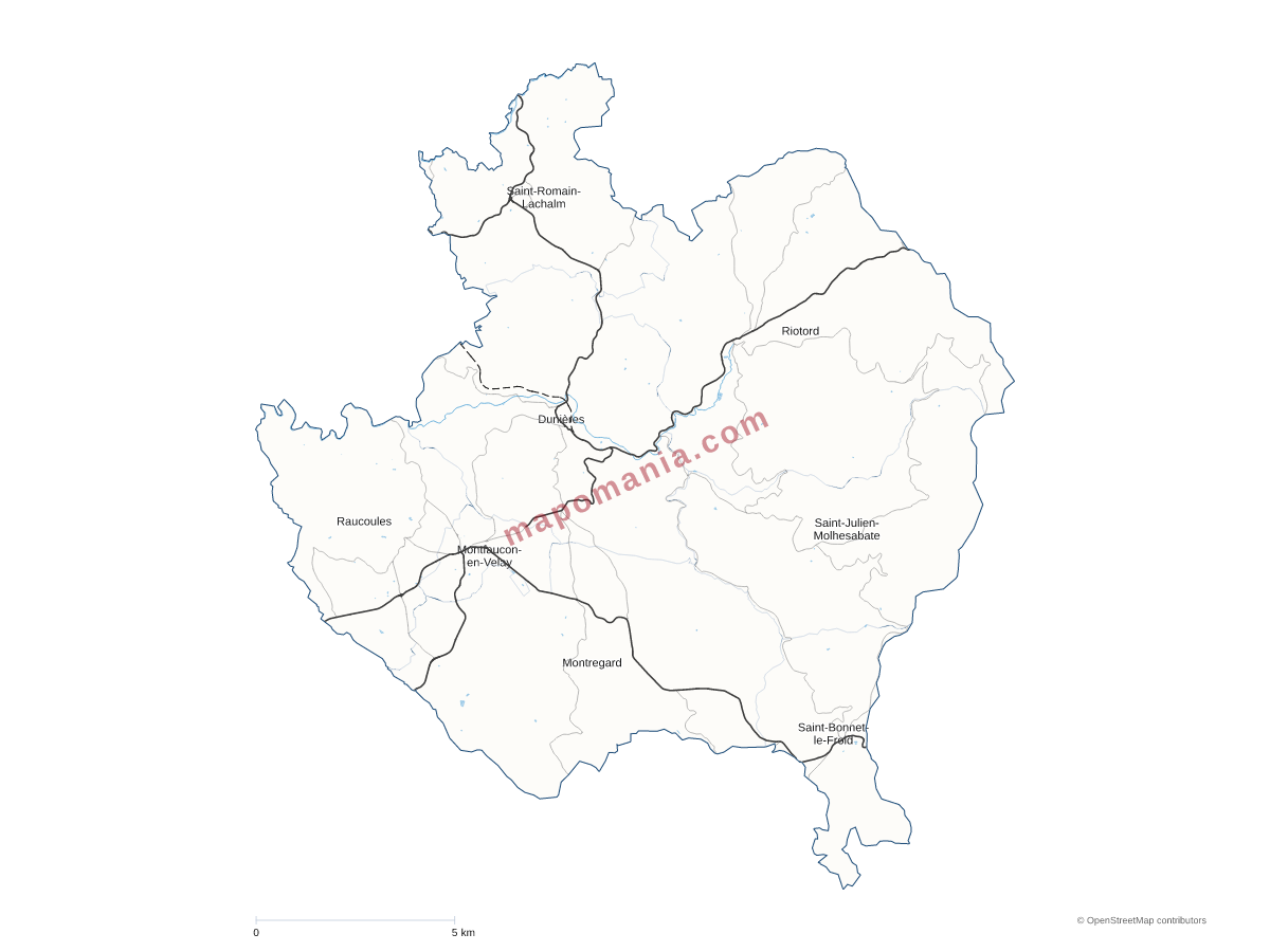 Carte de CC Haut Pays du Velay à personnaliser